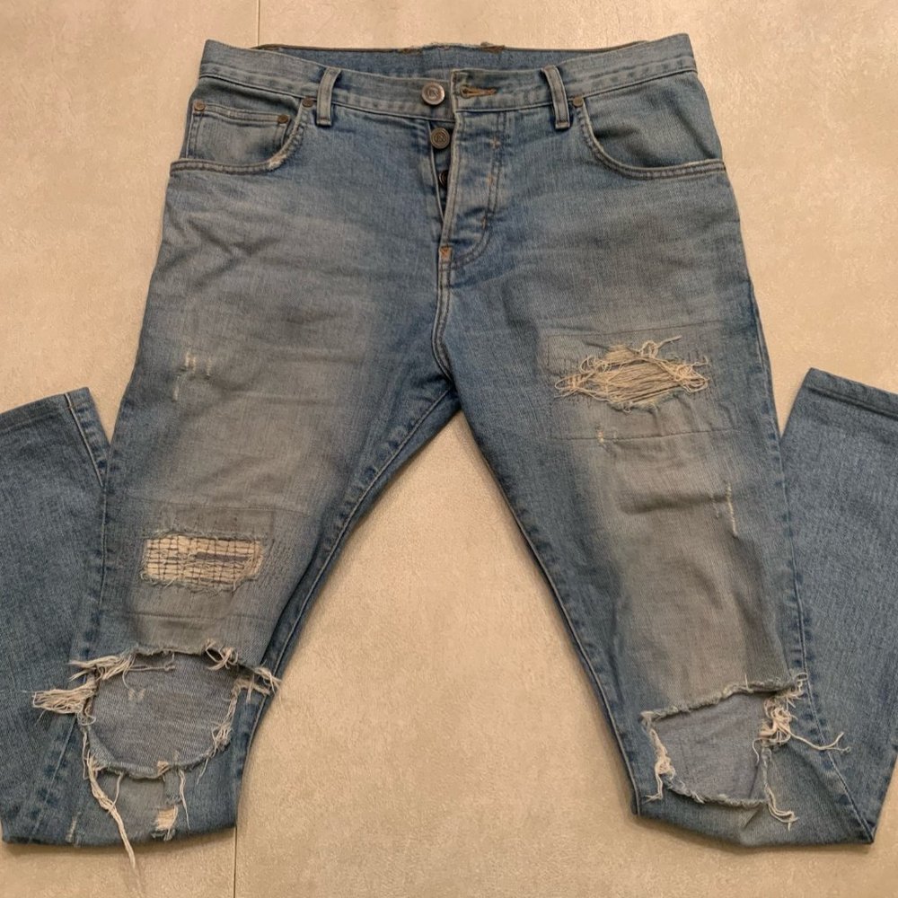 En Noir 001 Cobain Distresed Denim Patchwork Jean